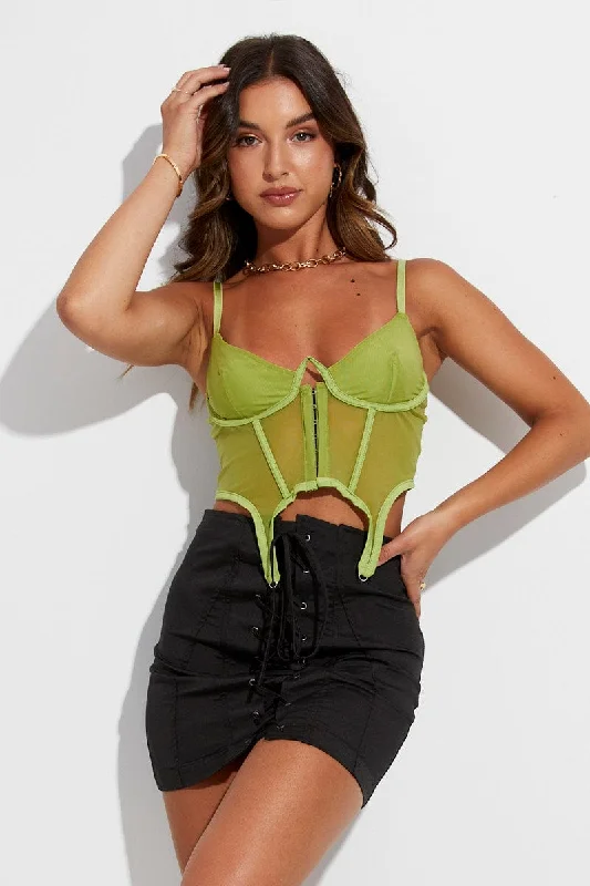 Green Garter Corset Singlet Crop