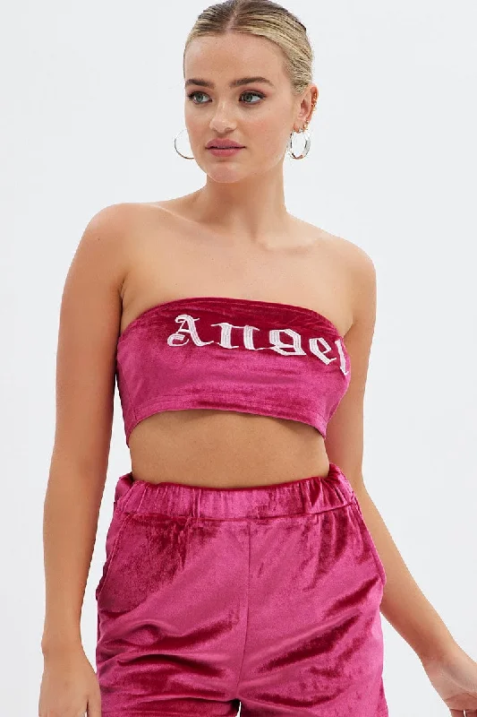 Pink Velvet Bandeau Top