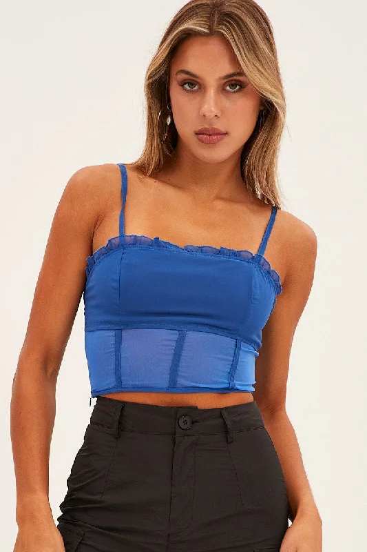 Blue Sleeveless Cami Top