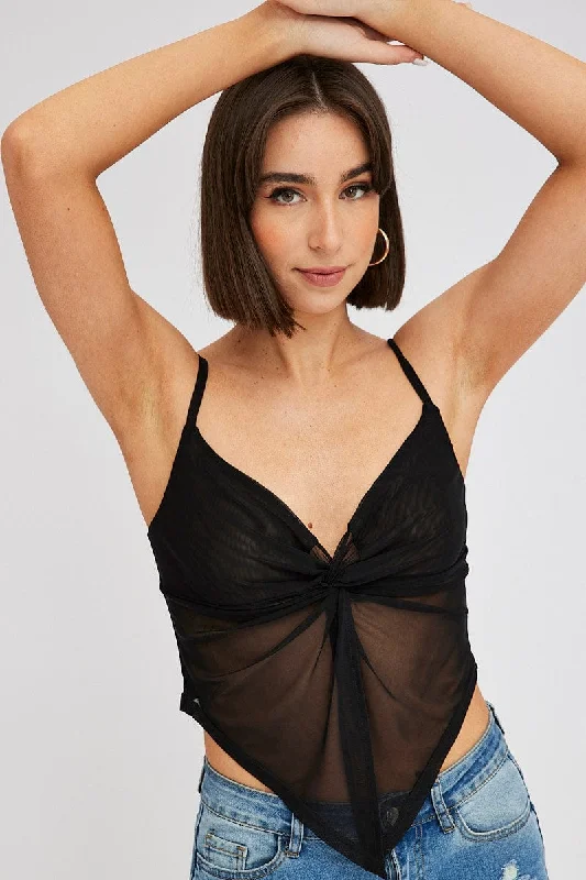 Black Flyaway Top Singlet