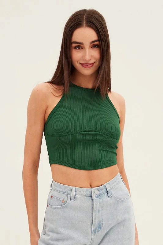 Green Basic Jersey Top