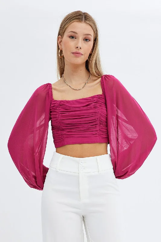 Pink Bubble Top Long Sleeves