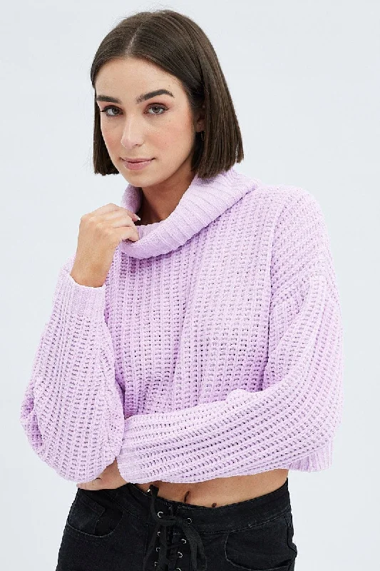 Pink Knit Jumper Turtle Neck Chenille