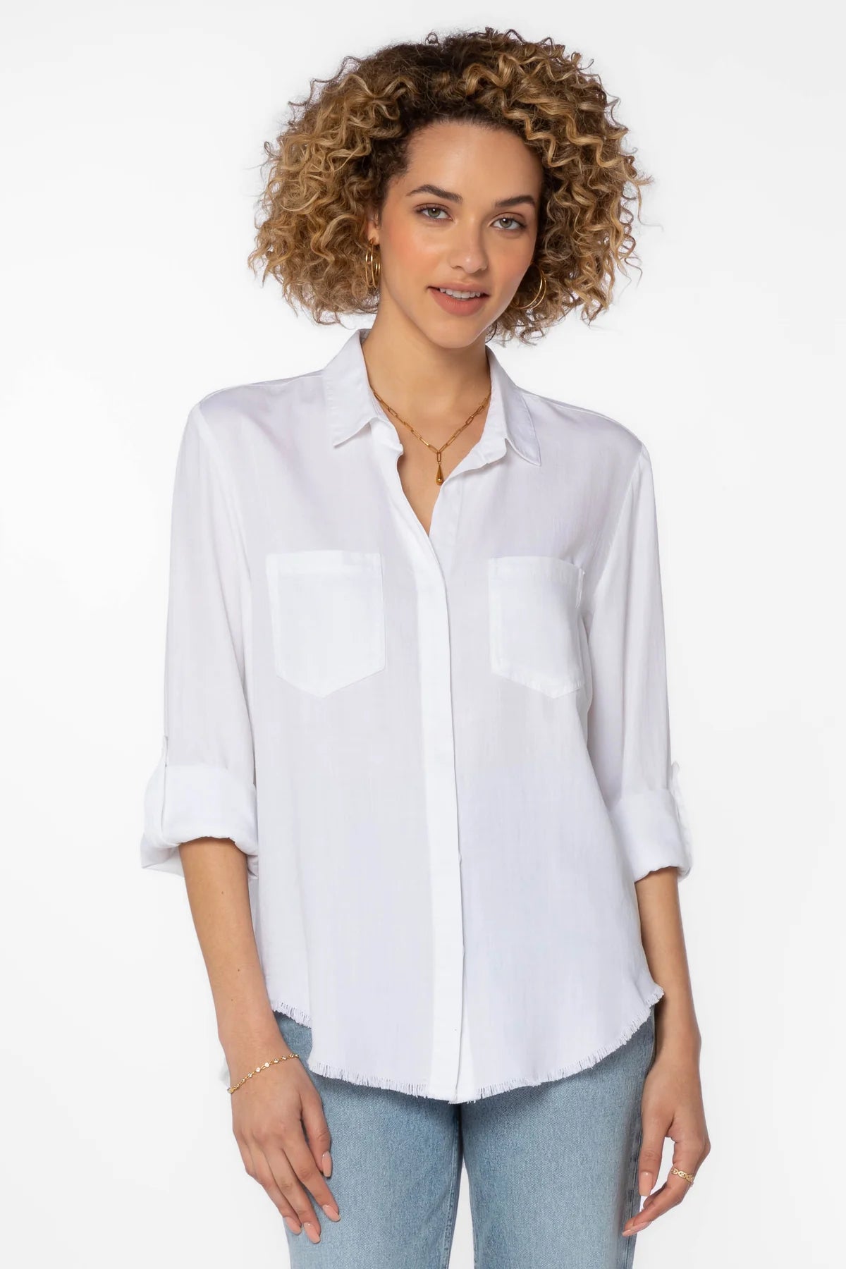 Riley Frayed Hem Button-Up Shirt