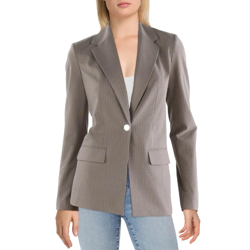 Calvin Klein Womens Pinstripe Suit Separate One-Button Blazer