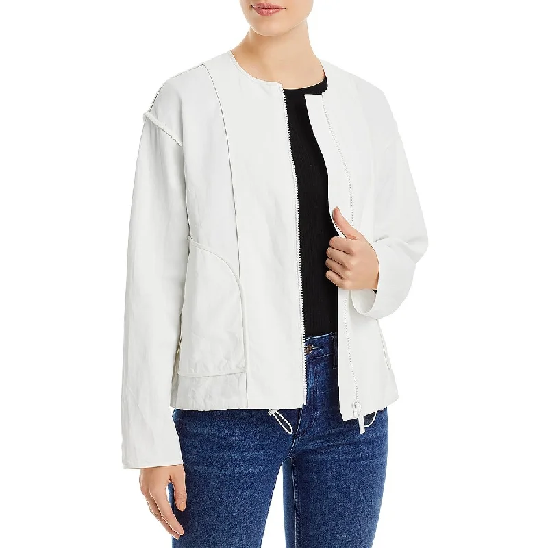 Lafayette 148 New York Womens Linen Lightweight Bomber Jacket