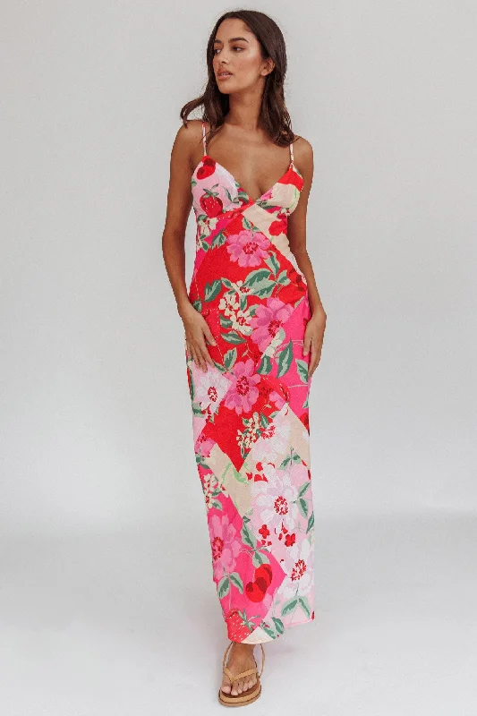 Jaya Floral A-line Maxi Dress Pink