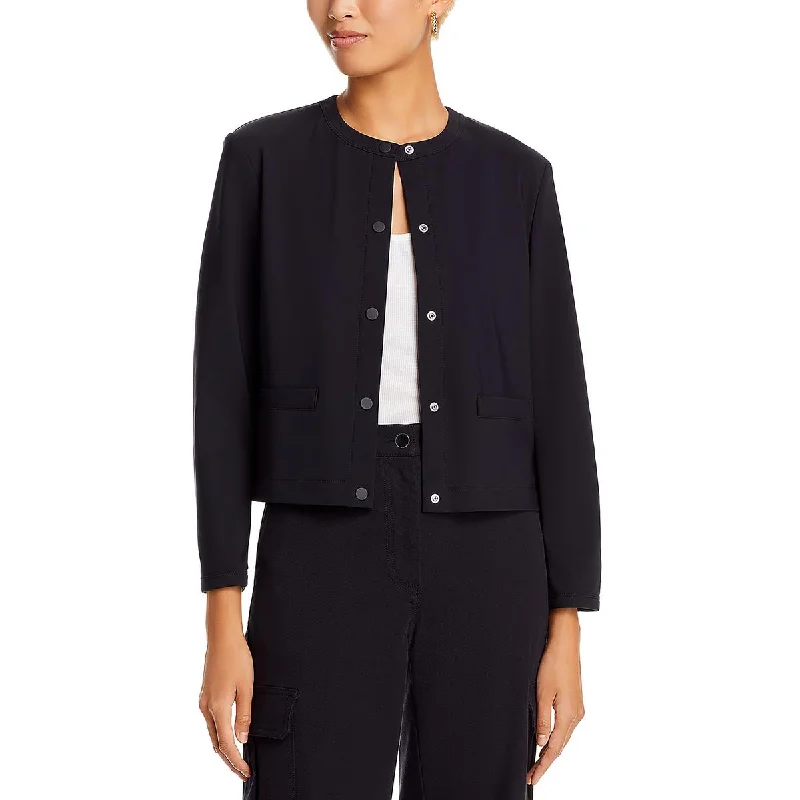 Theory Womens Cropped Collarless Collarless Blazer