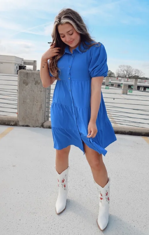 Puff Sleeve Button Up Dress