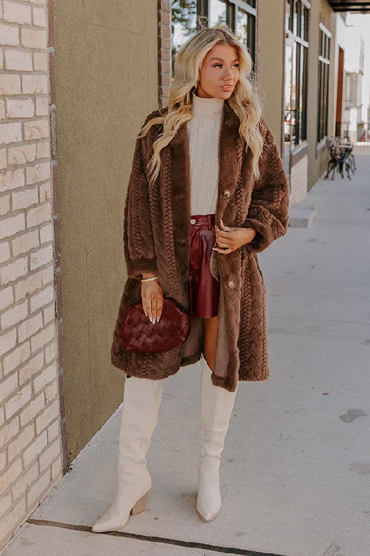 Warm Fuzzy Feeling Faux Fur Coat in Espresso