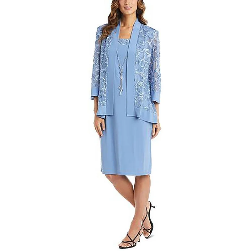 R&M Richards Womens Mesh Soutache Duster Blazer