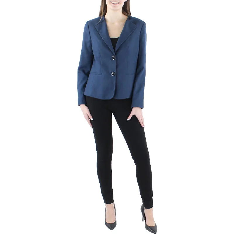 Le Suit Womens Woven Long Sleeves Two-Button Blazer