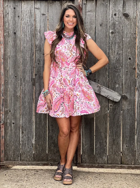 Ressa Pink Paisley Sleeveless Dress