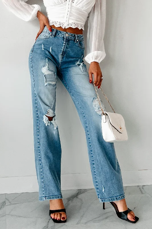 Tamra High Rise Distressed Skater Jeans (Light Blue)