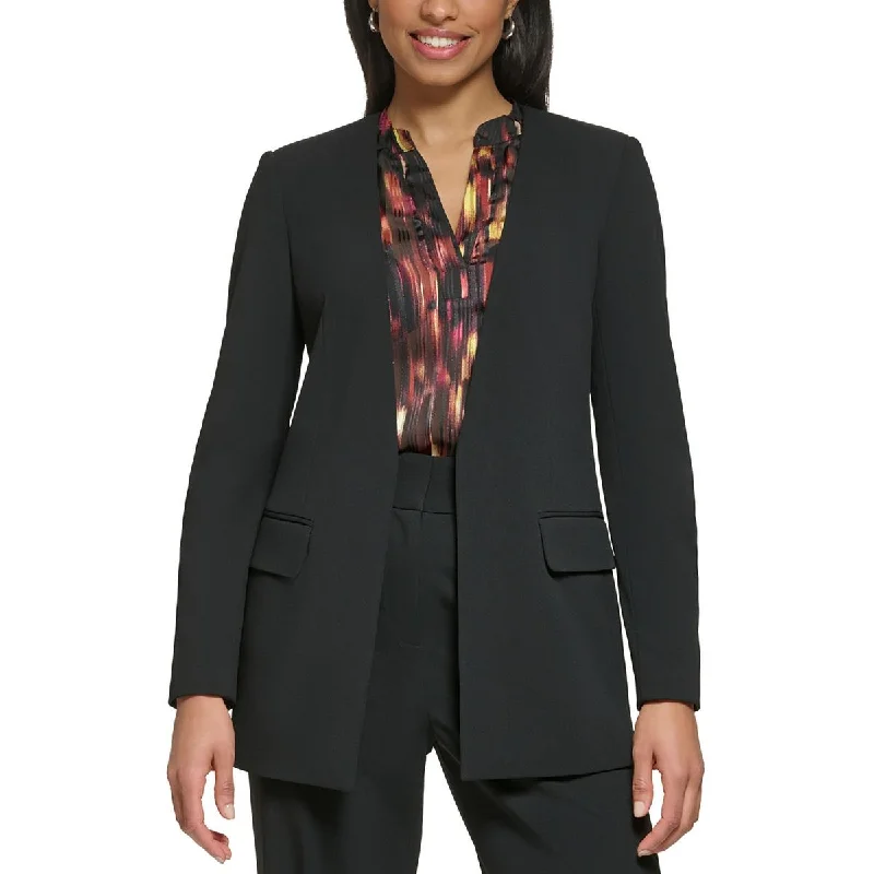 DKNY Womens Collarless Business Open-Front Blazer