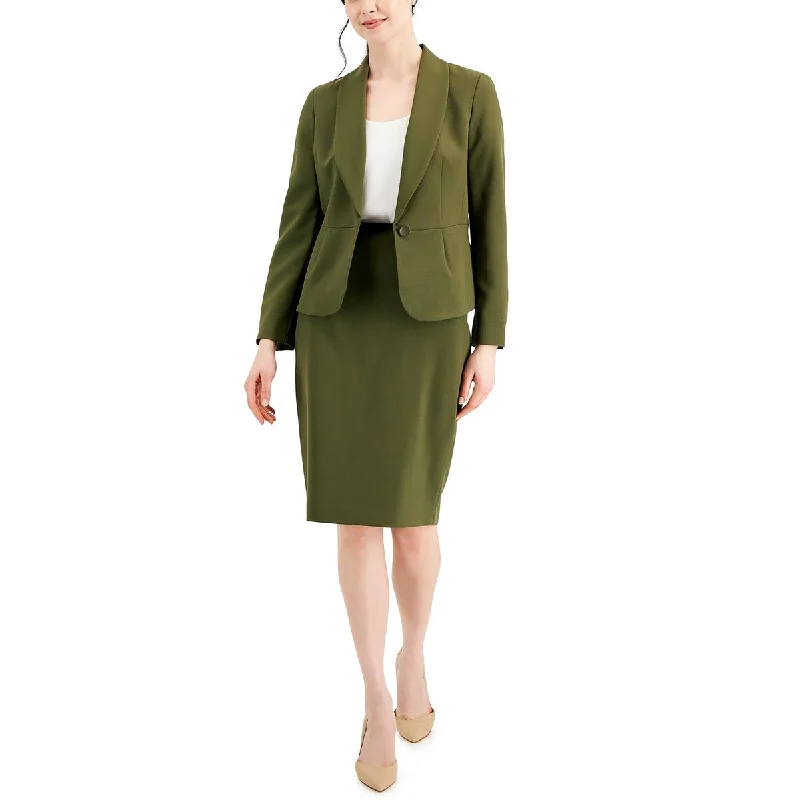 Le Suit Womens Petites Shawl Collar Work One-Button Blazer