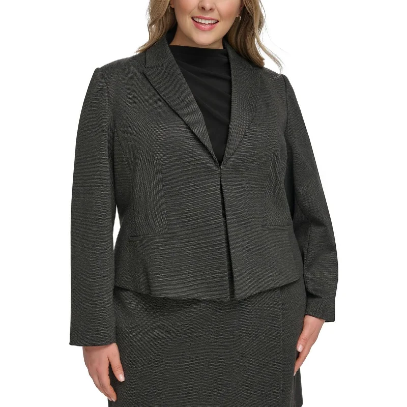 Calvin Klein Womens Plus Cropped Business Open-Front Blazer