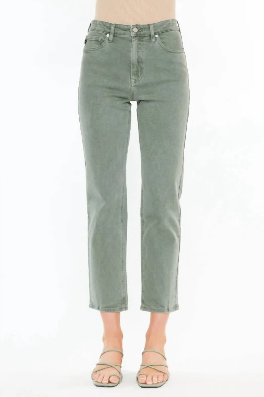 Zandria Ultra High Rise 90's Straight Leg Jean In Olive