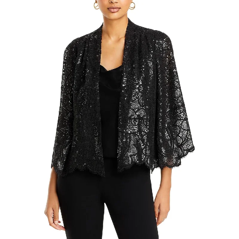 Kobi Halperin Womens Delilah Lace Sequined Open-Front Blazer