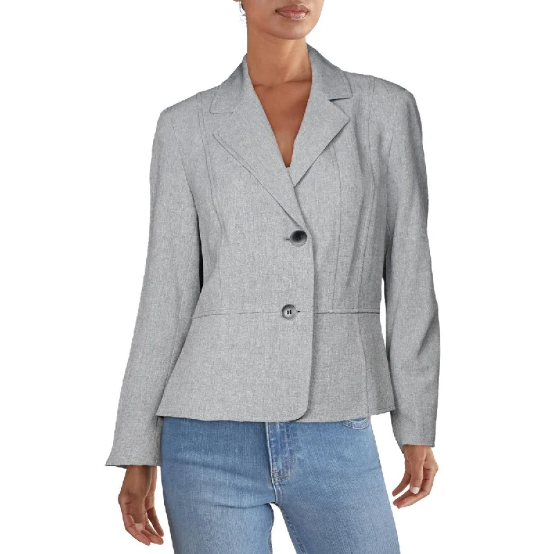 Kasper Womens Woven Seamed Two-Button Blazer