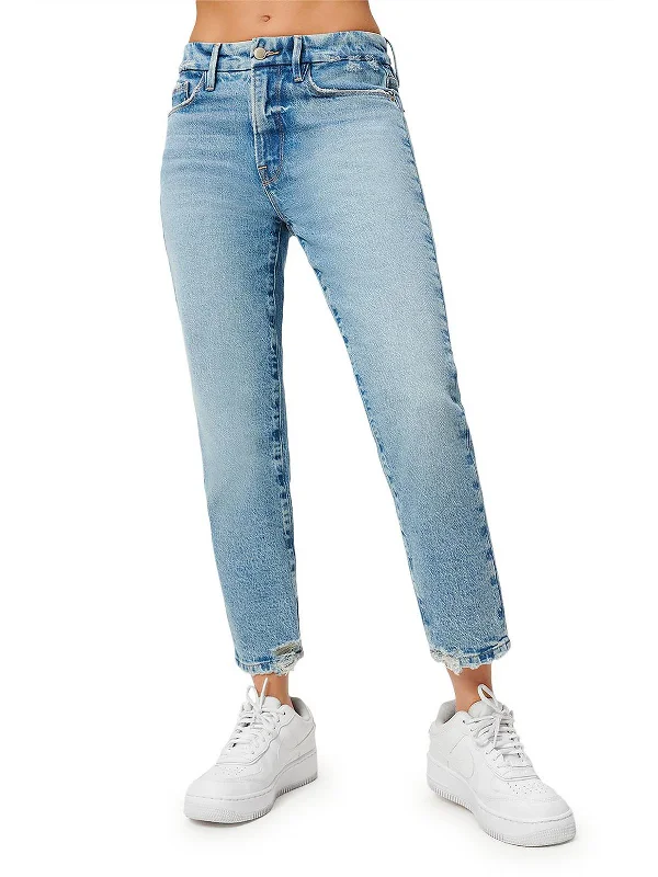 Womens Distressed High Rise Cropped Jeans