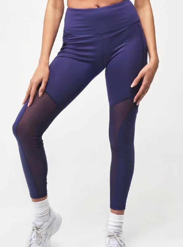 High-Rise Mesh Legging - Navy