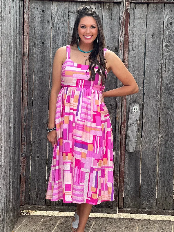 Caylin Pink Geo Print Dress