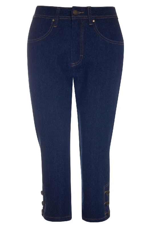 Wide waistband Mid Calf Jeans | DARK BLUE | 6597AR