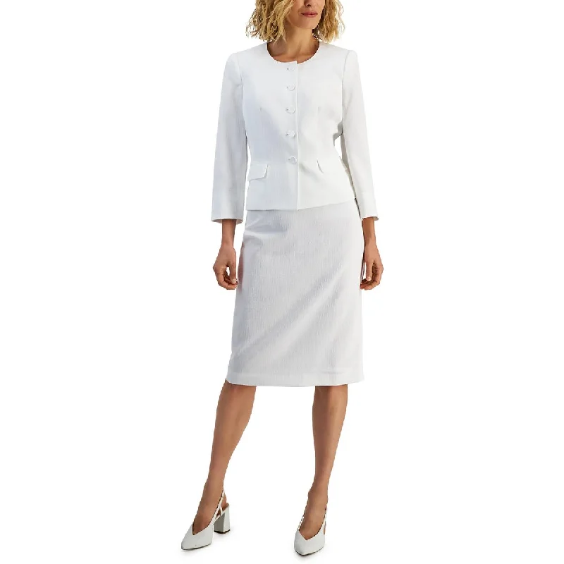 Le Suit Womens Office Work Wear Collarless Blazer