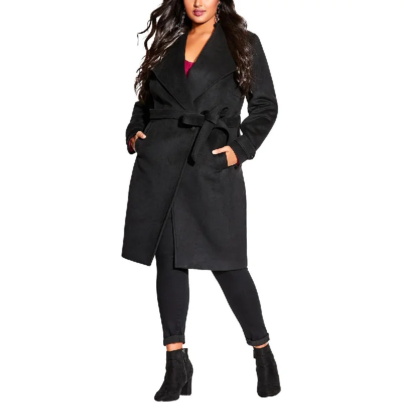 City Chic Womens Belted Heavy Overcoat