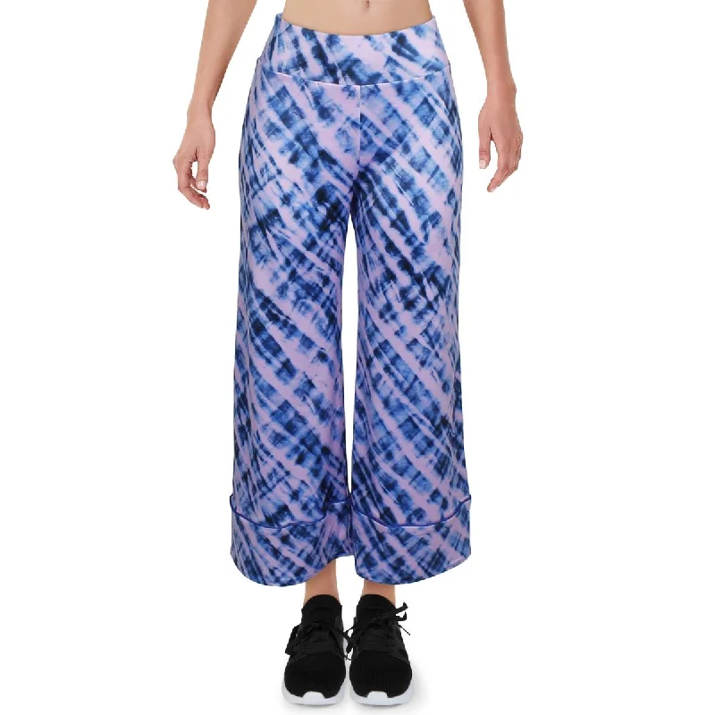 Terez Women's Printed Seamless Cropped Wide Leg Lounge Pants