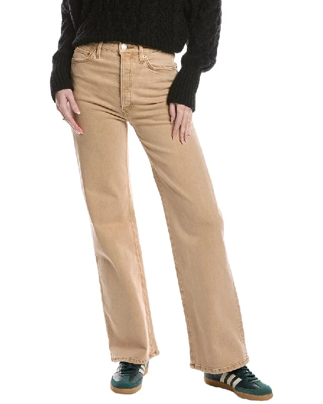 RE/DONE 70's Ultra High-Rise Washed Khaki Wide Leg Jean