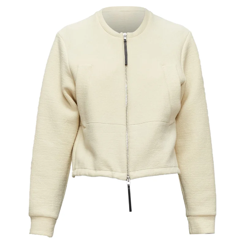 Marni cotton leather zip pull cropped bomber jacket