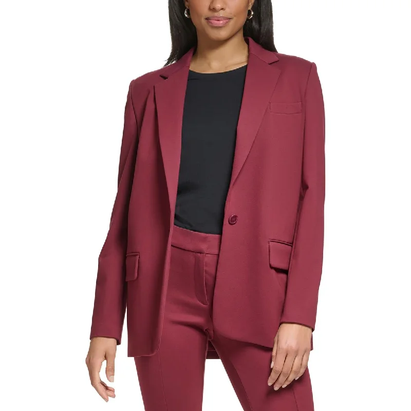 DKNY Womens Petites Office Business One-Button Blazer