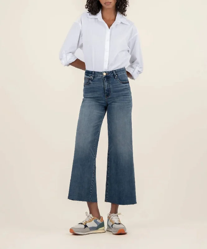 Meg High Rise Wide Leg Jeans In Peacefully With Dk Base Wash