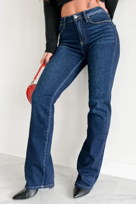 Dylan Mid Rise Risen Straight Leg Jeans (Dark)