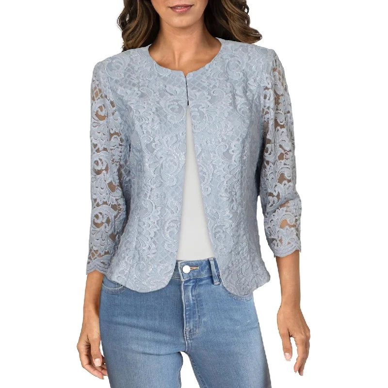 Alex Evenings Womens Petites Lace Glitter Jacket