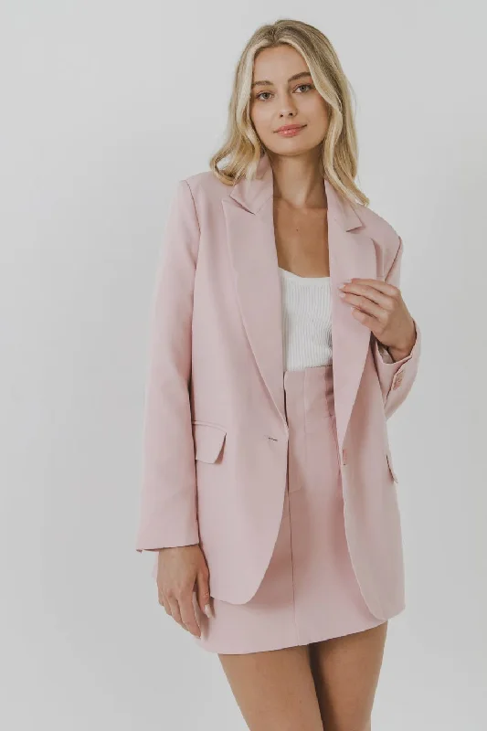 One Button Down Boxy Blazer Pink