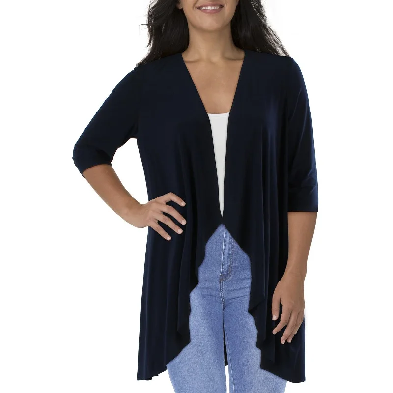 R&M Richards Womens Plus Knit Office Duster Blazer