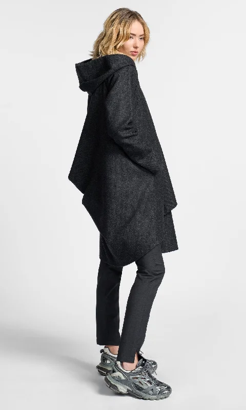 Asymmetric Drape Back Coat