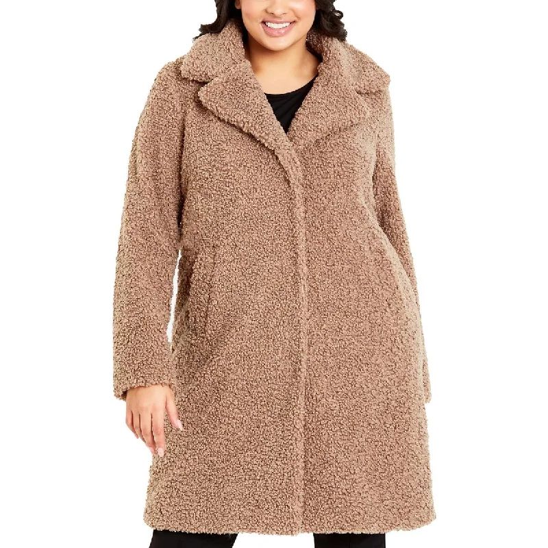 Evans Womens Plus Faux Fur Midi Teddy Coat