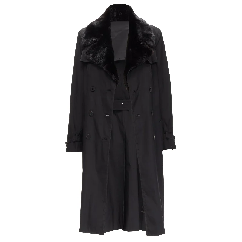 Fendi fur collar silk trench coat