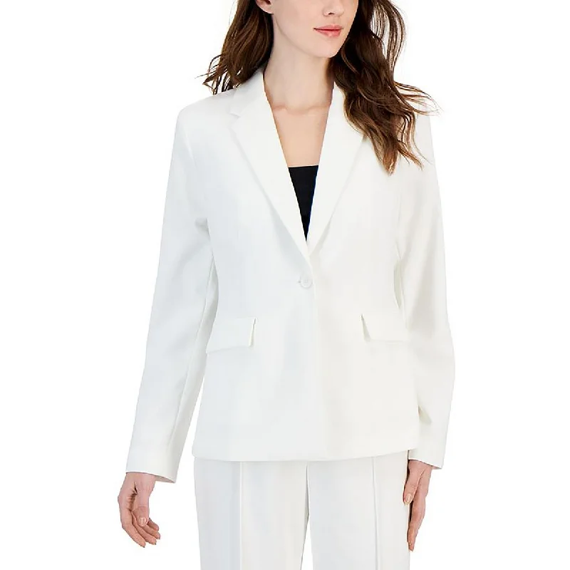 T Tahari Womens Knit Notch Lapel One-Button Blazer