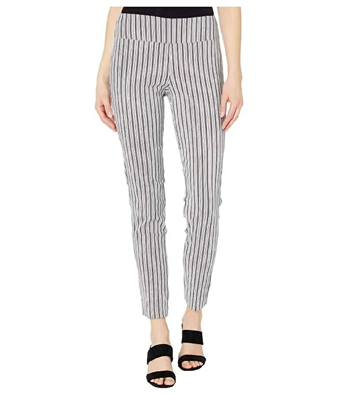 Ship Shape Pull-On Pants With Back Slit Detail In Blue Stripe