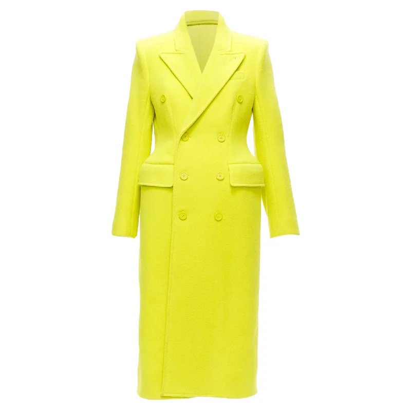 Balenciaga Hourglass bright wool double breasted peplum coat