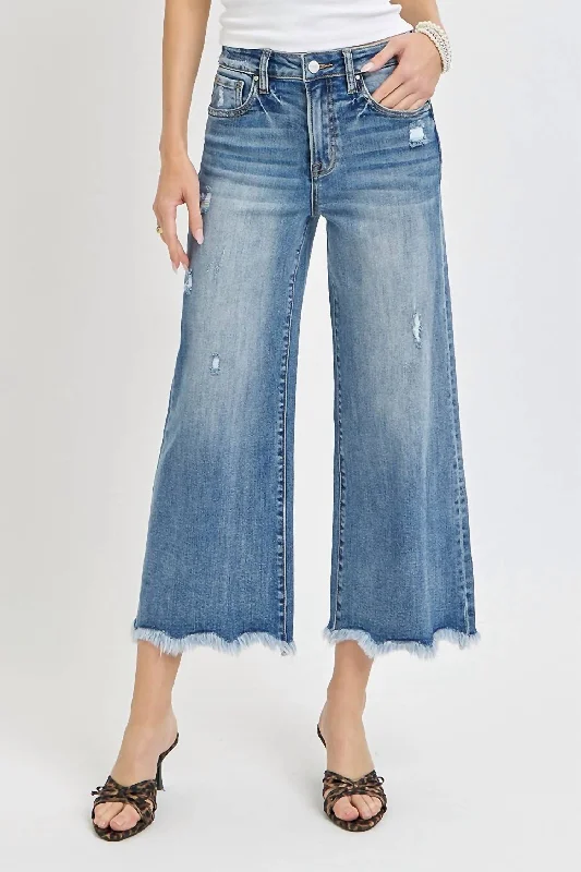 High Rise Ankle Flare Jeans Medium Wash In Blue