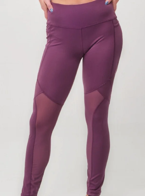 High-Rise Mesh Legging - Plum