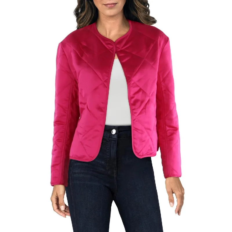 Anne Klein Womens Diamond Quilt Open-Front Blazer