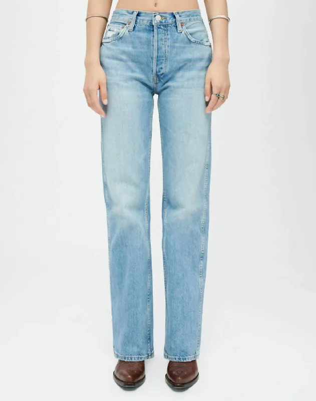 90's High Rise Loose Jean In Worn Blue