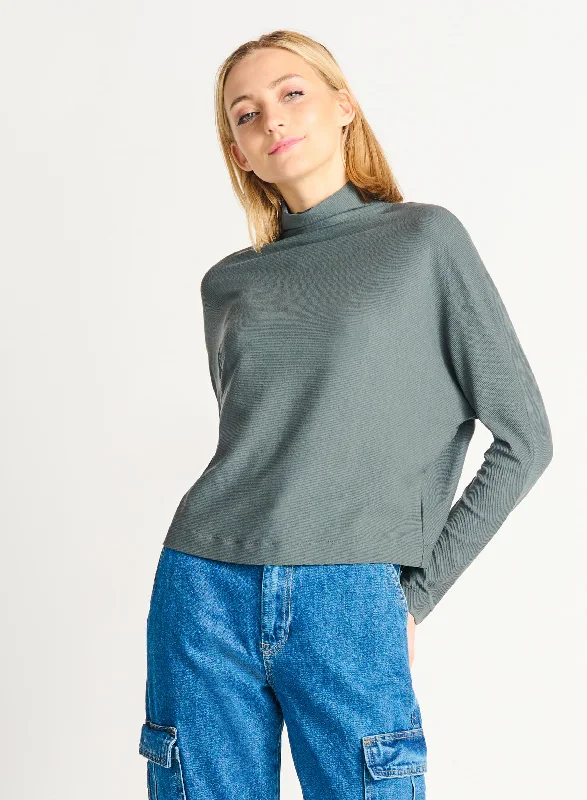 Dex Gabriella Ribbed Mock Neck Knit Top